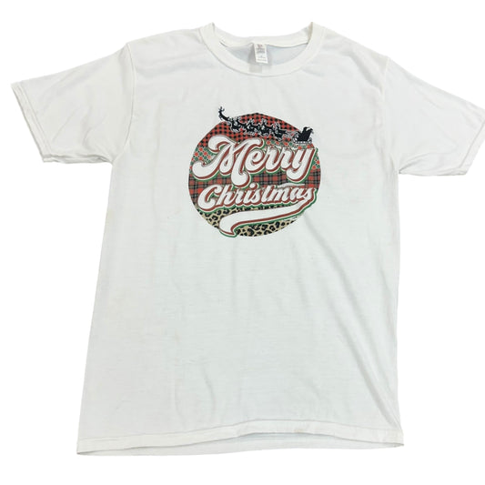CHRISTMAS TSHIRT WHITE MERRY CHRISTMAS 100 SMALL
