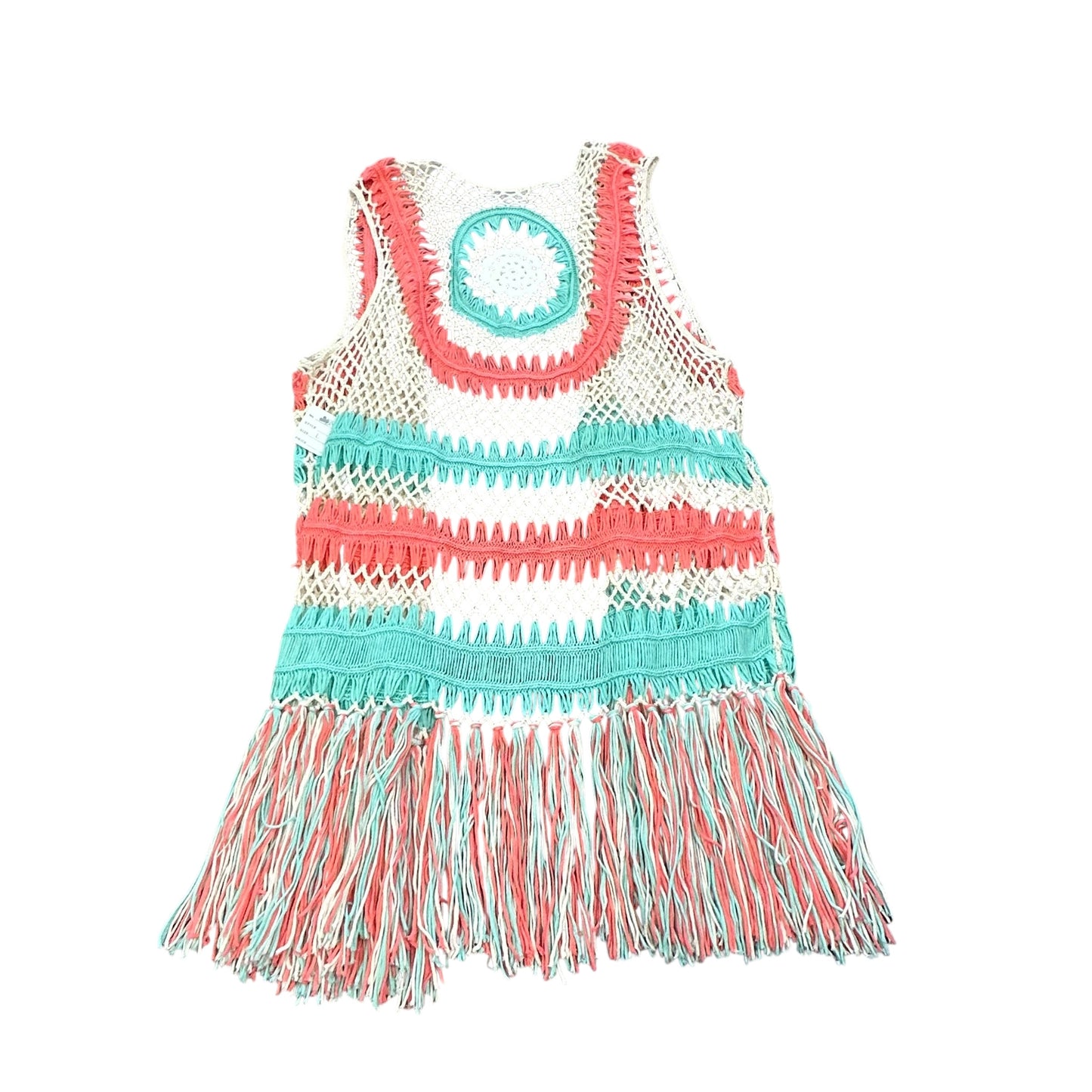 FRAZZLE COLORFUL CROCHET OPEN VEST 124 LARGE