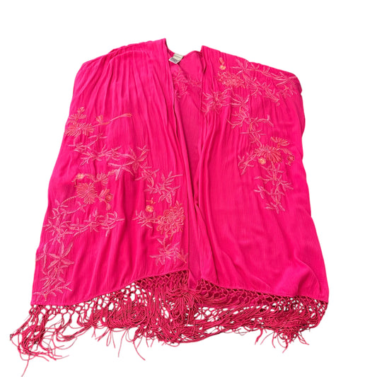 CHICOS PINK GAUZE KIMONO EMBROIDERED TASSEL NWOT 100 OS