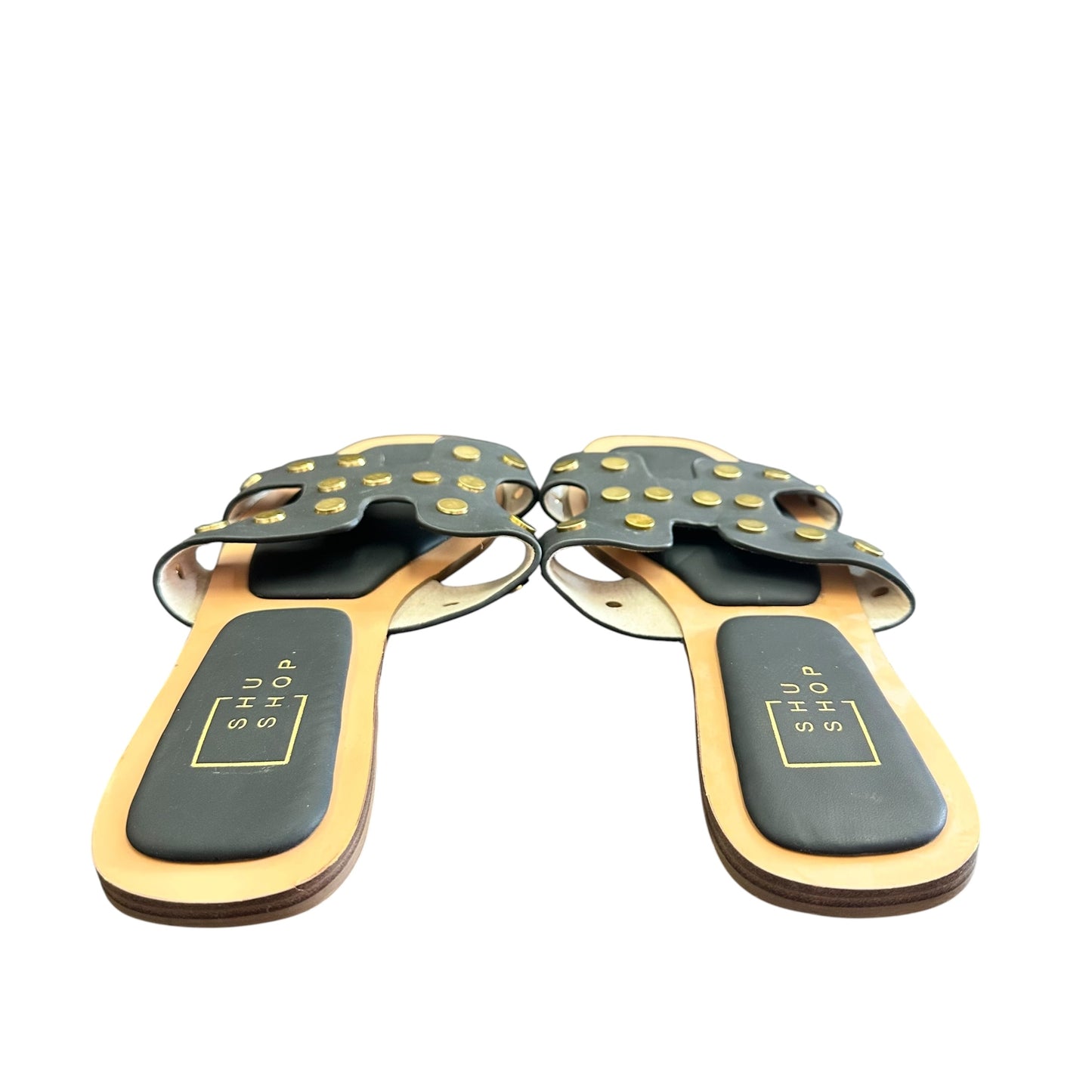 SHU SHOP BLACK GOLD STUDDED SANDALS 163 SZ 10