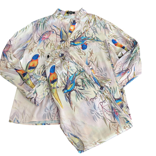 BEULAH PANT SET BEIGE BIRD SATIN MEDIUM 255 MEDIUM