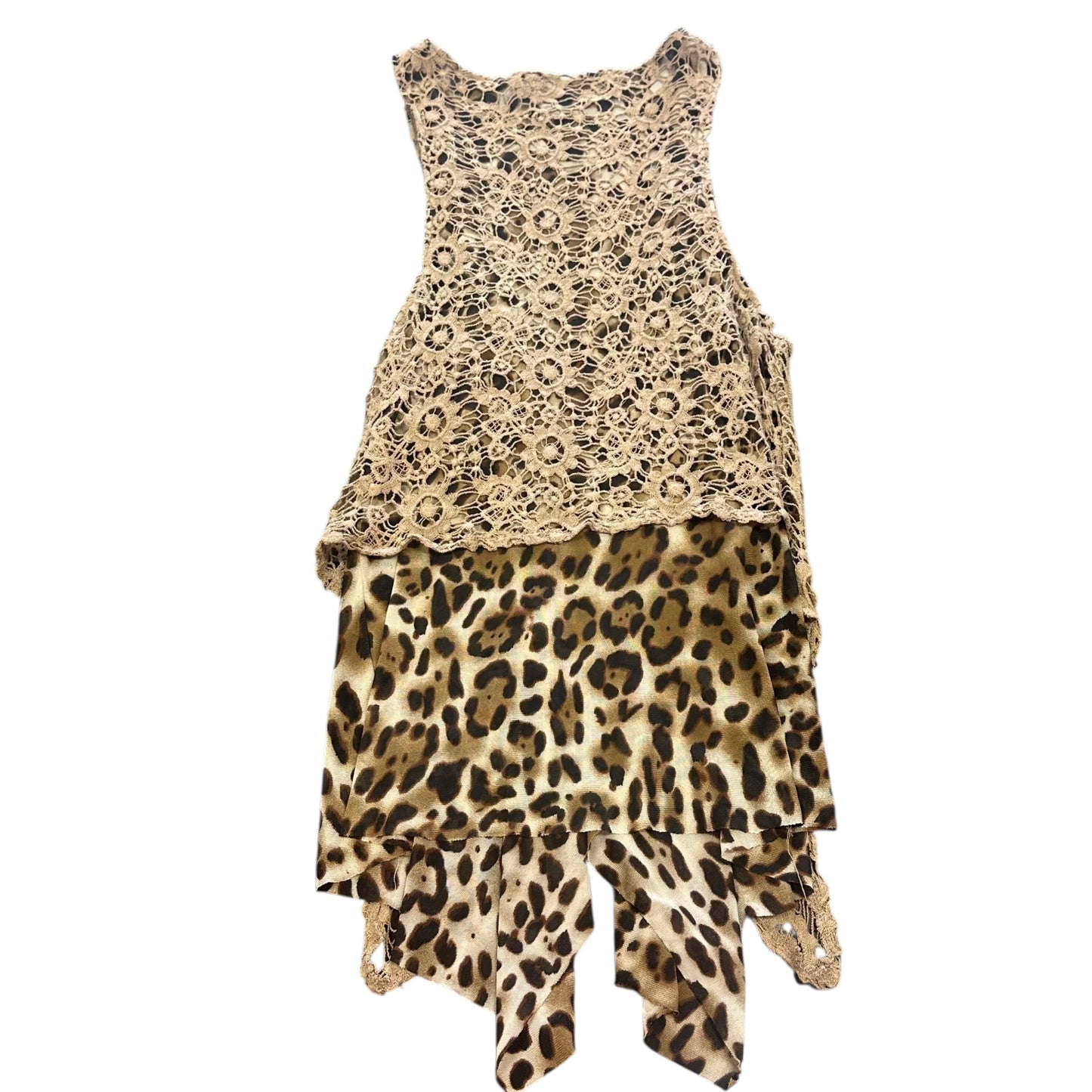 ANIMAL PRINT CROCHET BROWN VEST 125 LARGE