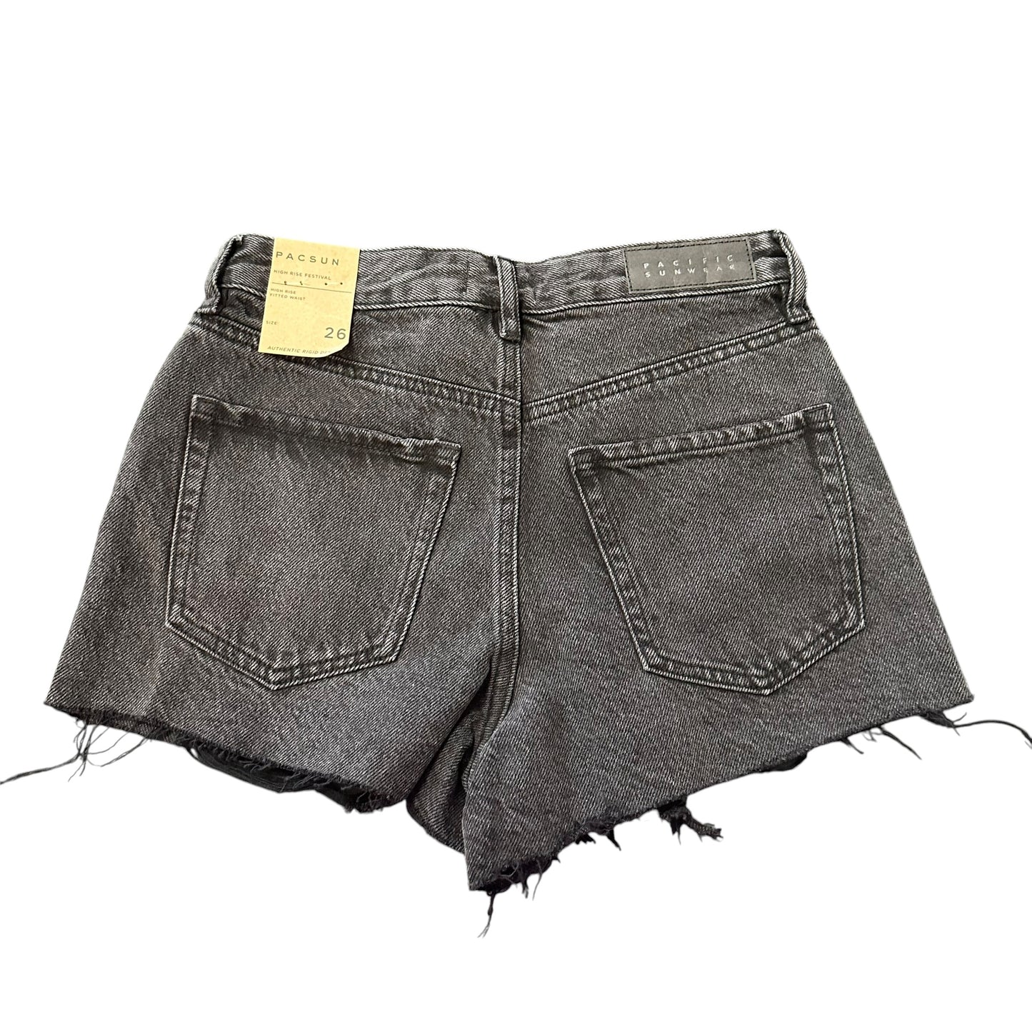 PACSUN HIGH RISE FESTIVAL BLACK DENIM SHORTS NWT 263 SZ 26