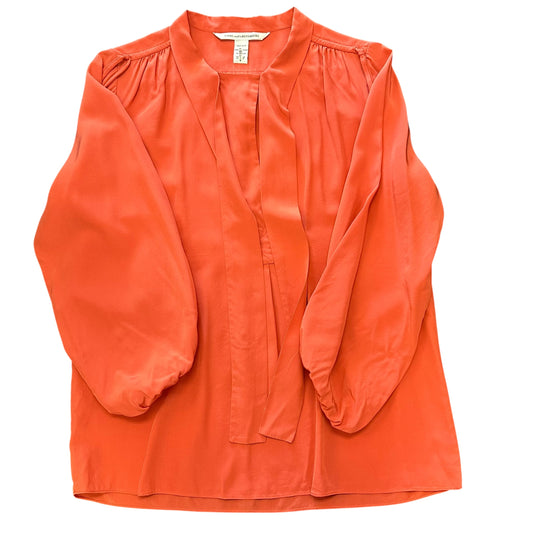 DIANE VON FURSTENBERG ORANGE 100% SILK BLOUSE 249 SIZE 8