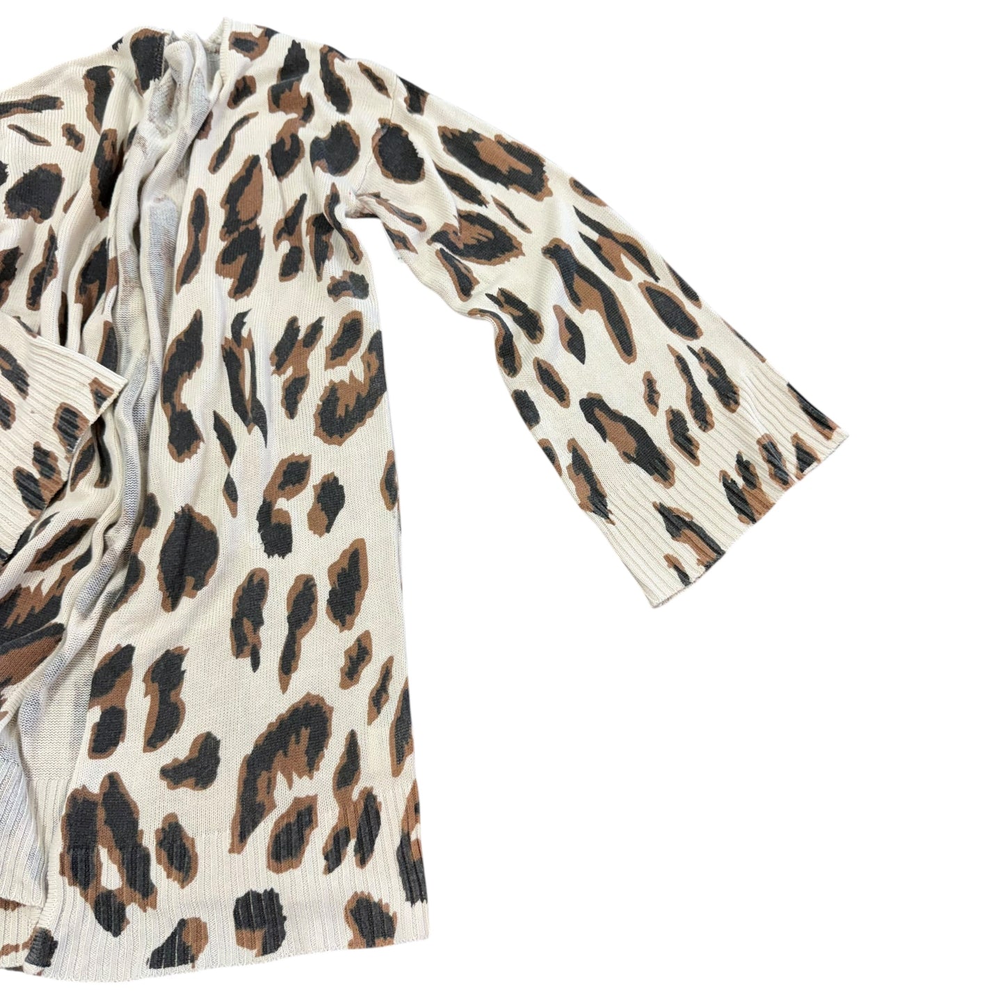TAN ANIMAL PRINT OPEN CARDIGAN WIDE SLEEVES 100 SMALL