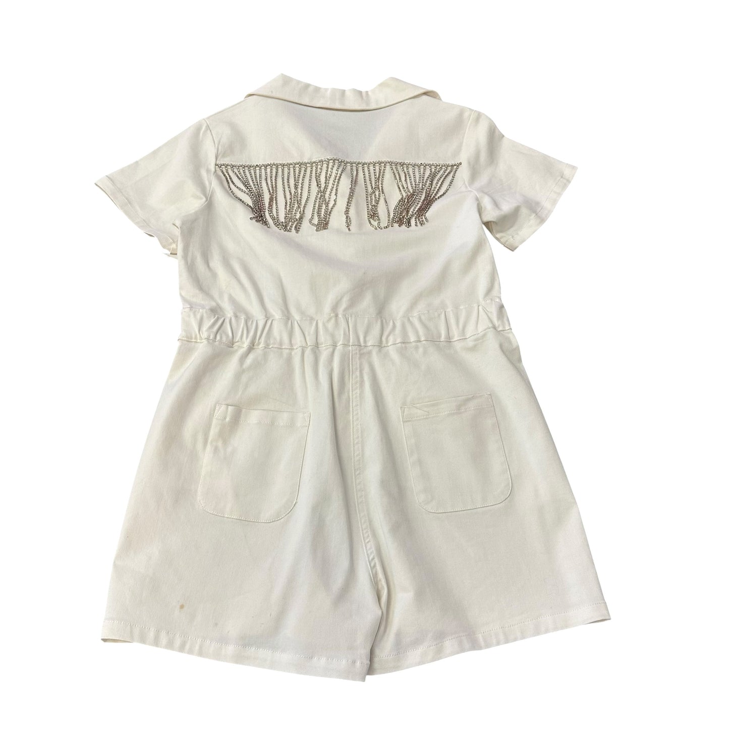BUDDY LOVE WHITE DENIM ROMPER 27 MEDIUM *SPOT