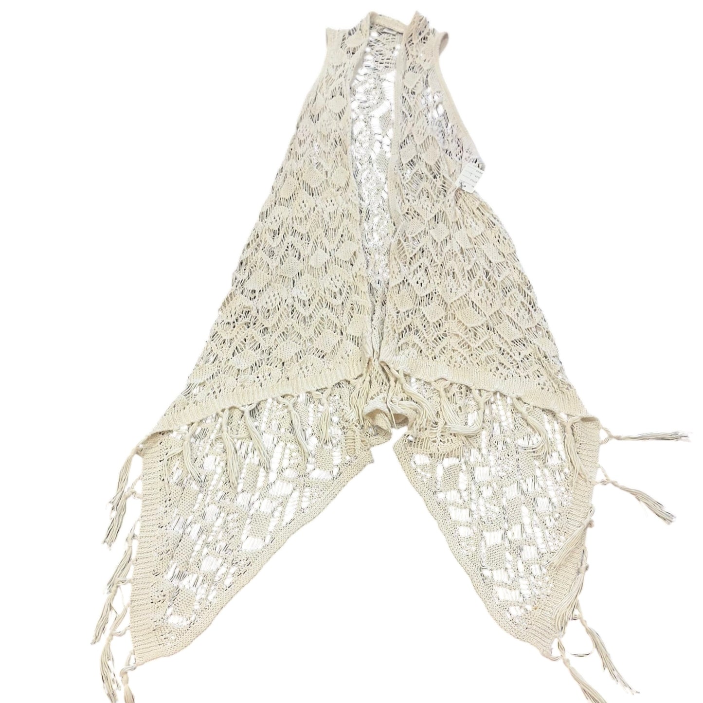 SAY WHAT BEIGE CROCHET VEST 124 LARGE