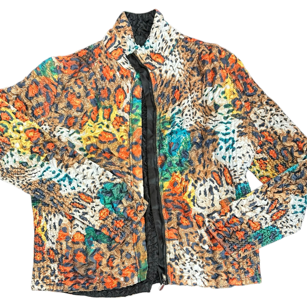 UBU COLORFUL BLACK TEXTURED LIGHT WEIGHT JACKET REVERSIBLE 289 MEDIUM
