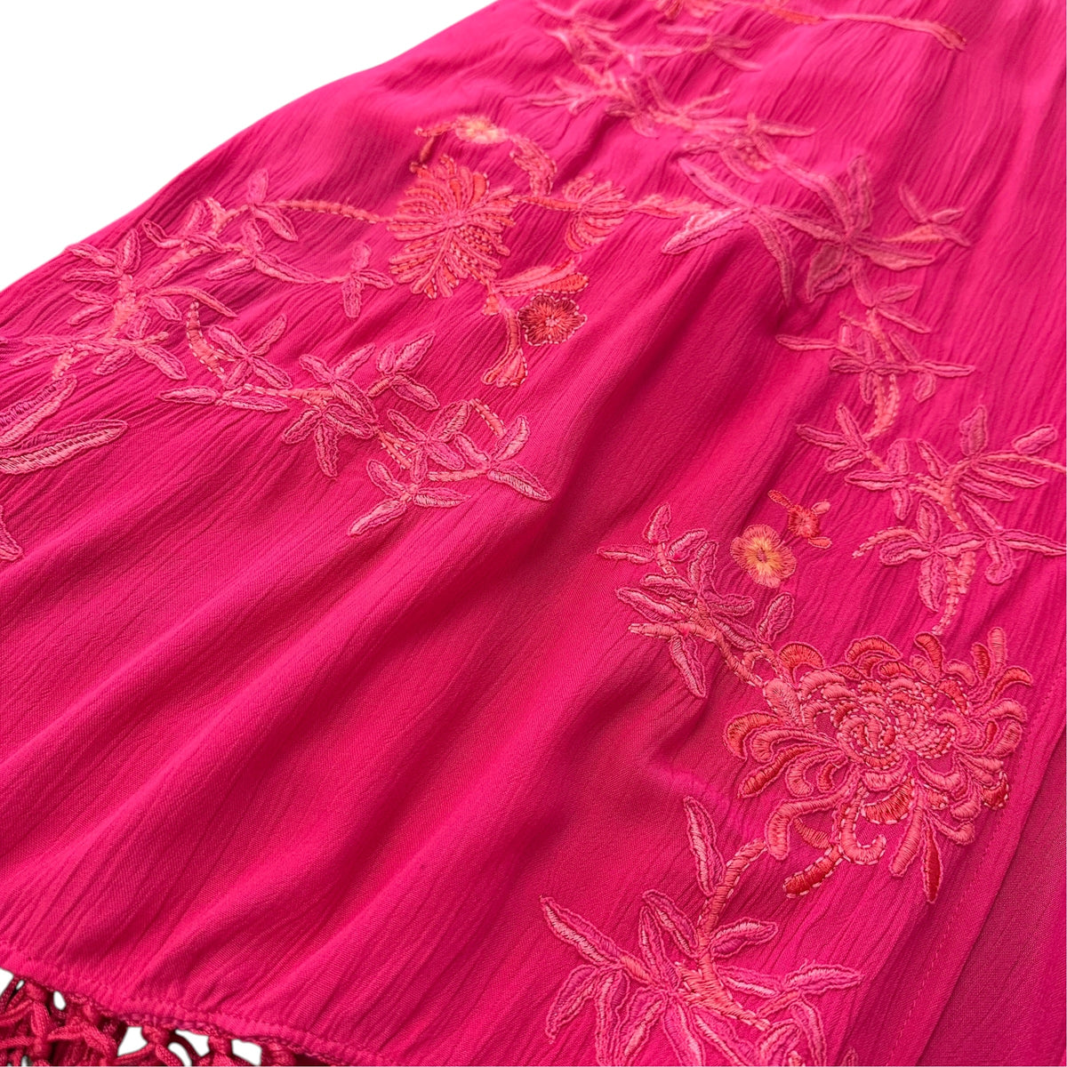 CHICOS PINK GAUZE KIMONO EMBROIDERED TASSEL NWOT 100 OS