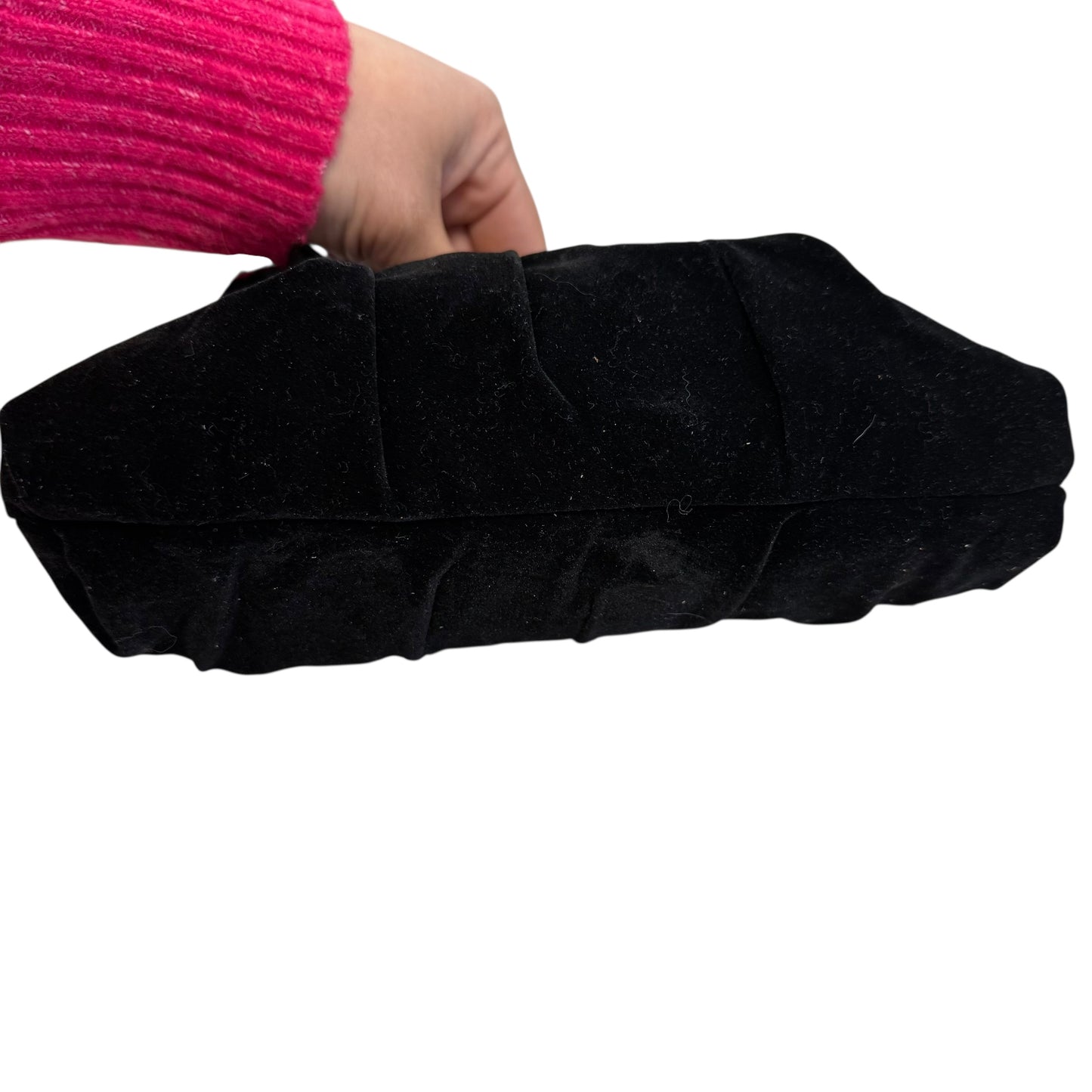 NEIMAN MARCUS BLACK VELVET PURSE W SATIN BOW SHOULDER STRAP 249