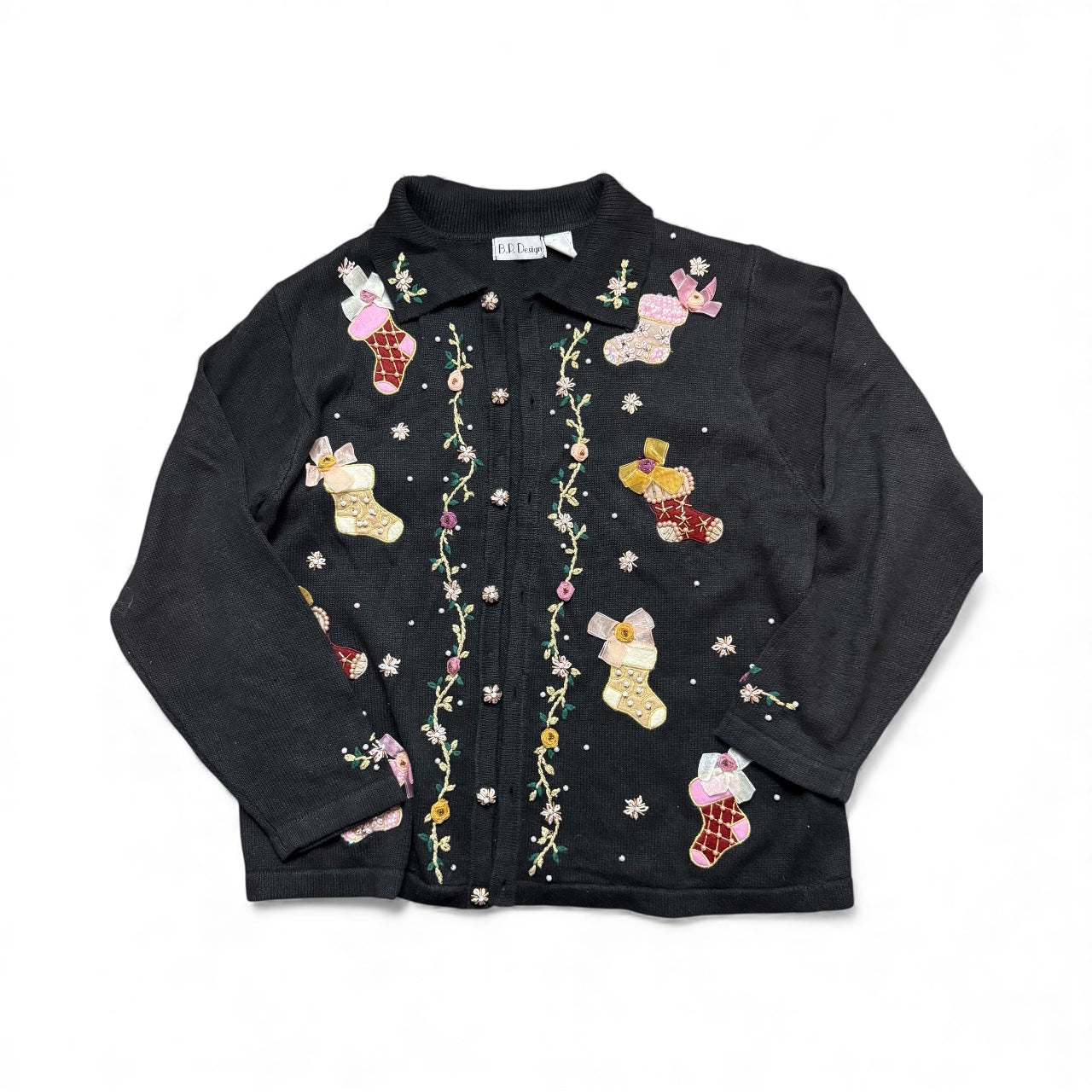 BD DESIGN VINTAGE BLACK CHRISTMAS CARDIGAN 100 XL