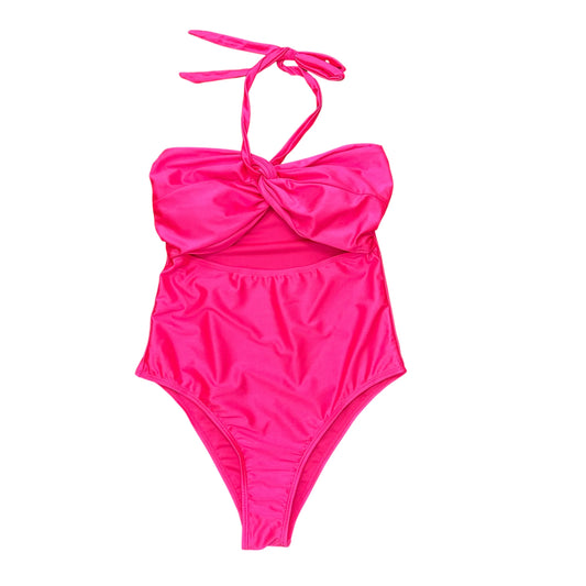 PINK SWIMSUIT CUTOUT HALTER NWOT 100 S/M