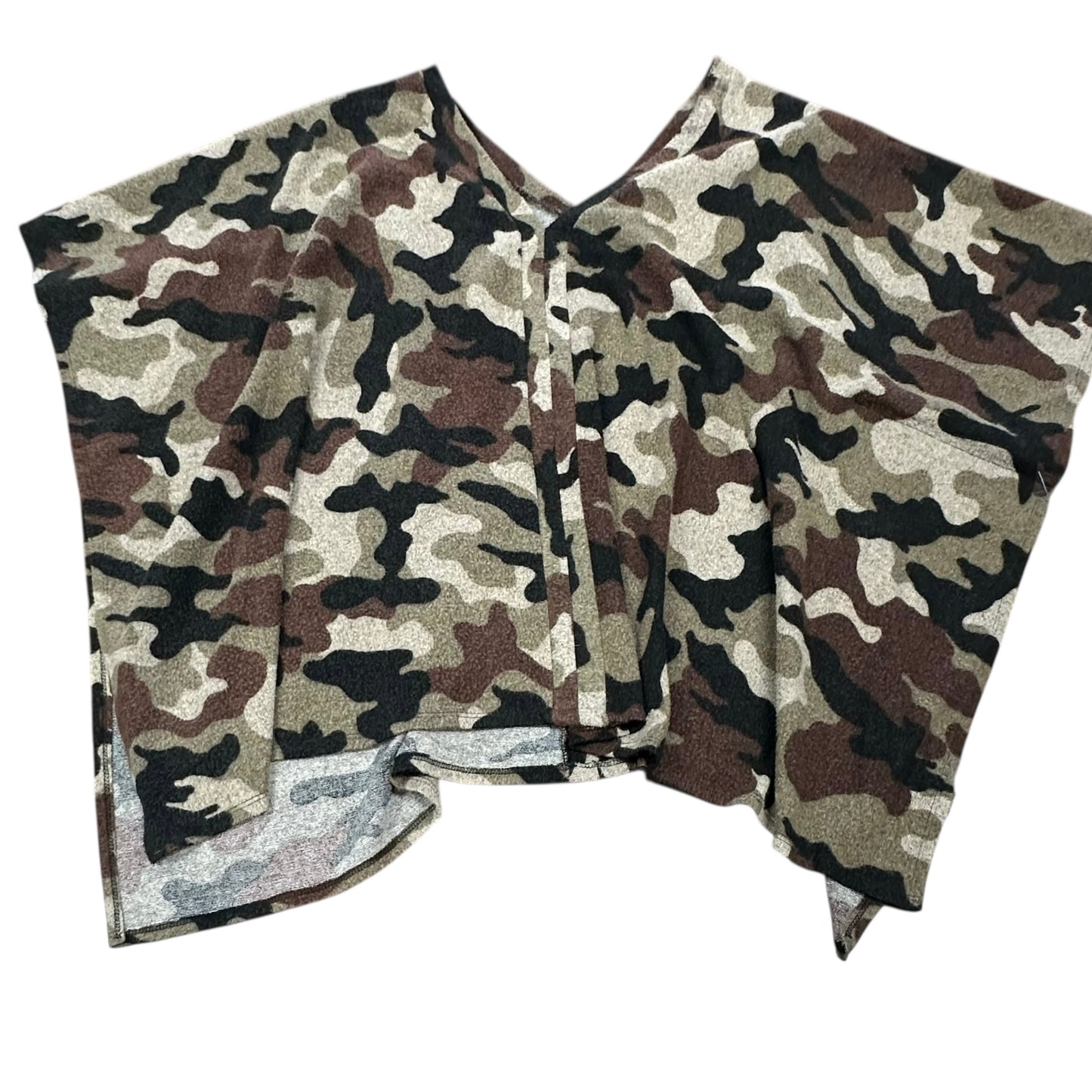 I JOAH PREMIUM GREEN BLACK BROWN CAMO PONCHO TOP 7 LARGE