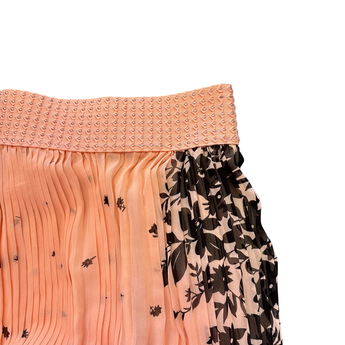 MAGIC MAXI PLEATED SKIRT PEACH BLACK Y2K 100 SMALL