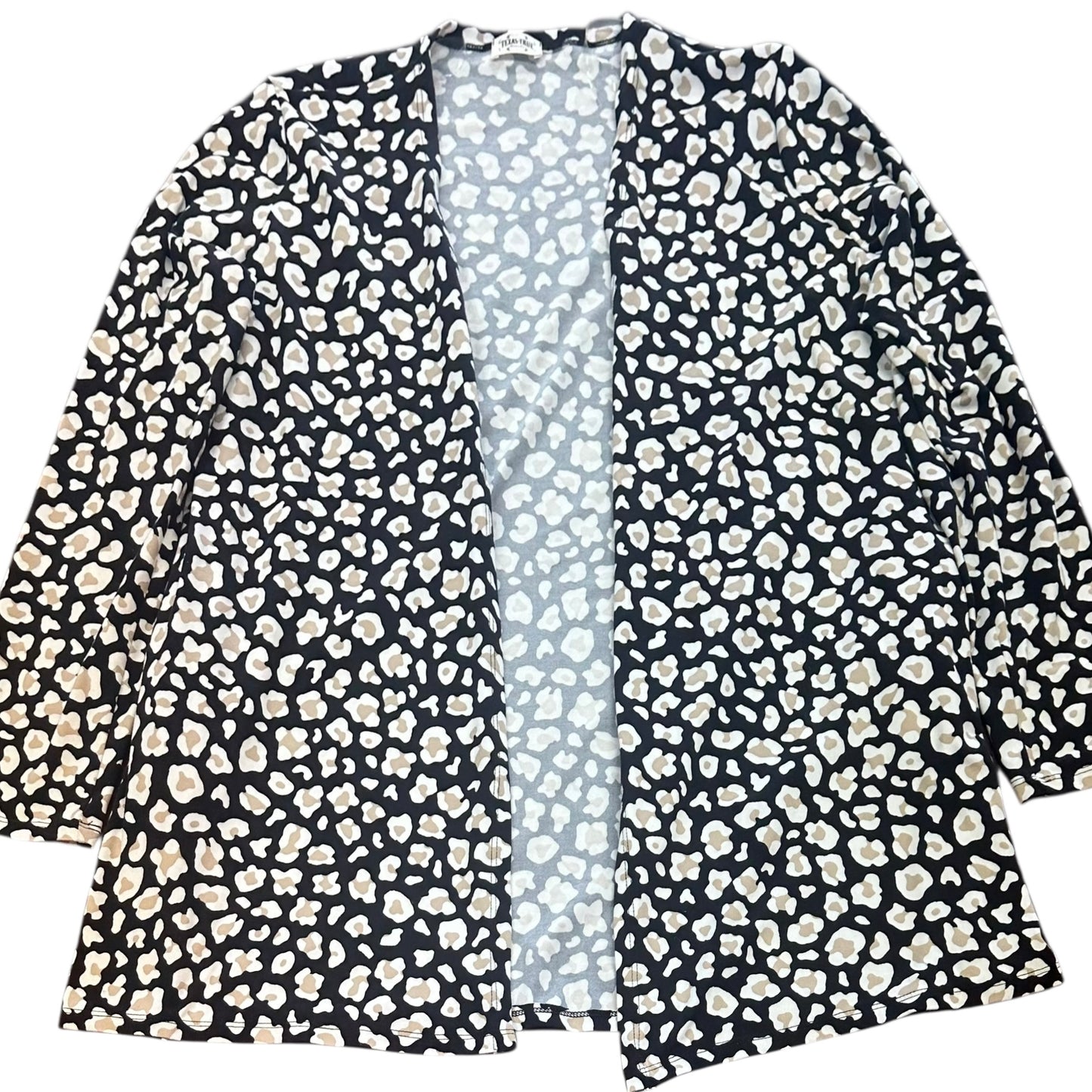 TEXAS TRUE BLACK ANIMAL PRINT OPEN CARDIGAN 38 LARGE