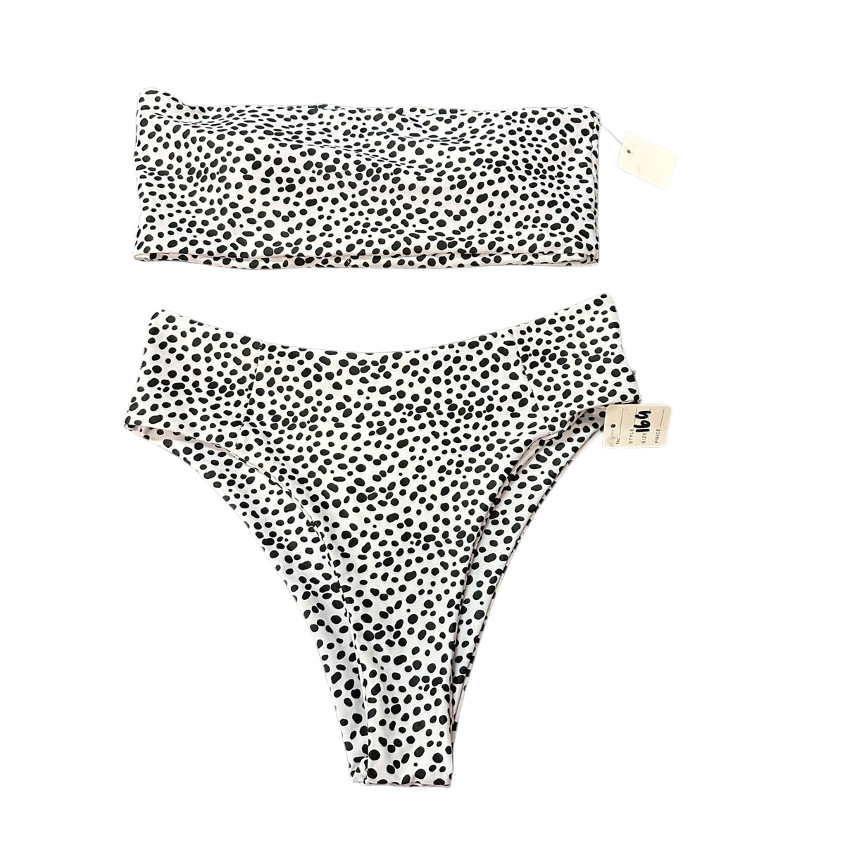 BLACK WHITE SPECKLED 2 PC BIKINI SWIMSUIT 169 MEDIUM
