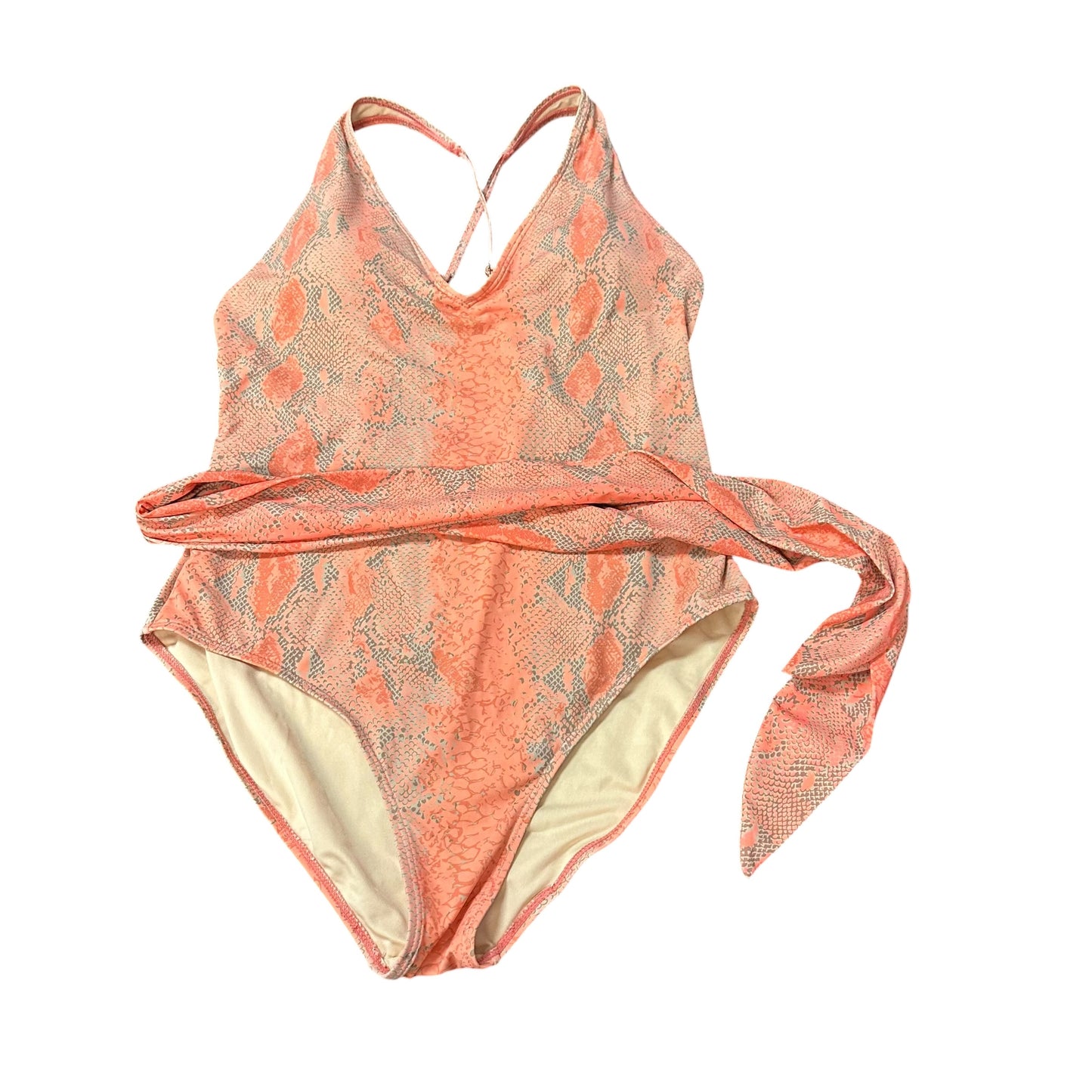 ORANGE BROWN SNAKESKIN ONE PC SWIMSUIT 143 XL