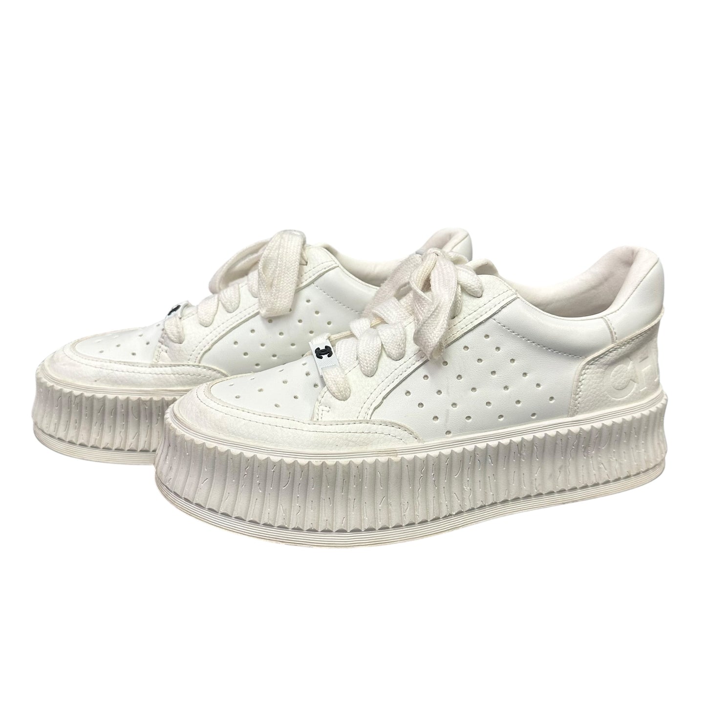 WHITE PLATFORM CC INSPIRED SNEAKERS 263 SZ 8