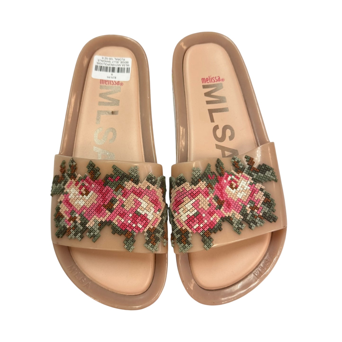 MLSA ANTHROPOLOGIE BEIGE JELLY SANDALS FLORAL 100 SZ 9