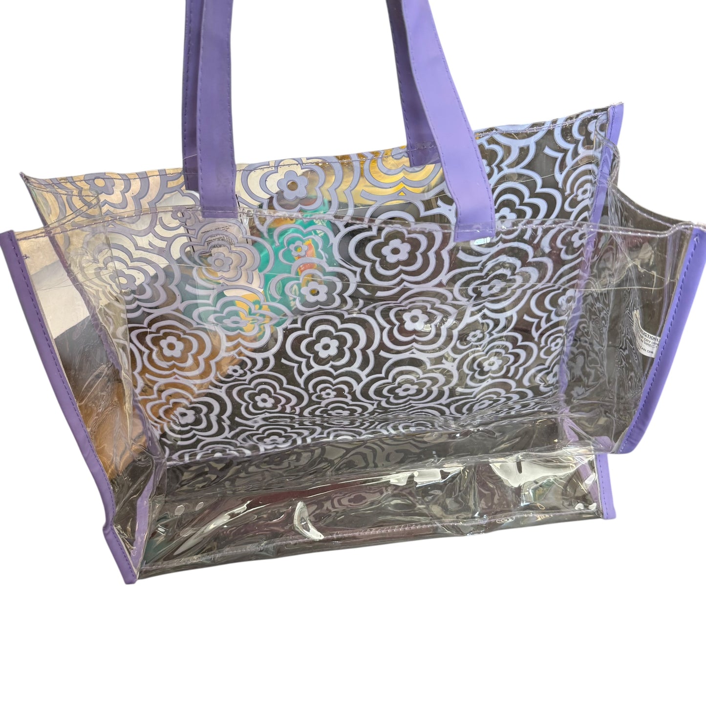 PURPLE CLEAR FLORAL TOTE SHOULDER BAG NEW OS