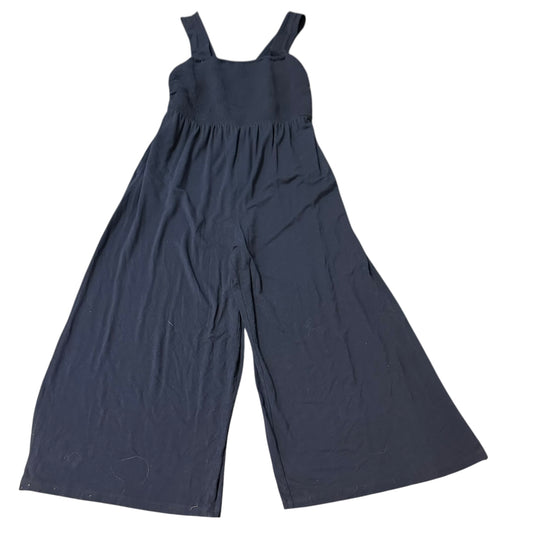 LOFT NAVY SMOCKED WIDE LEG CROPPED JUMPSUIT 100 SMALL