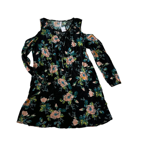 XHILARATION - NAVY FLORAL COLD SHOULDER DRESS - MEDIUM - 91