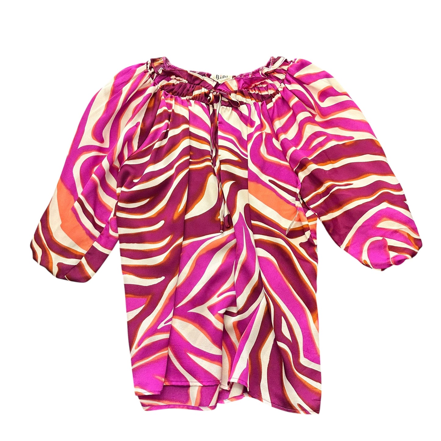 BIBI COLORFUL SATIN BLOUSE PUFF SLEEVES 218 MEDIUM
