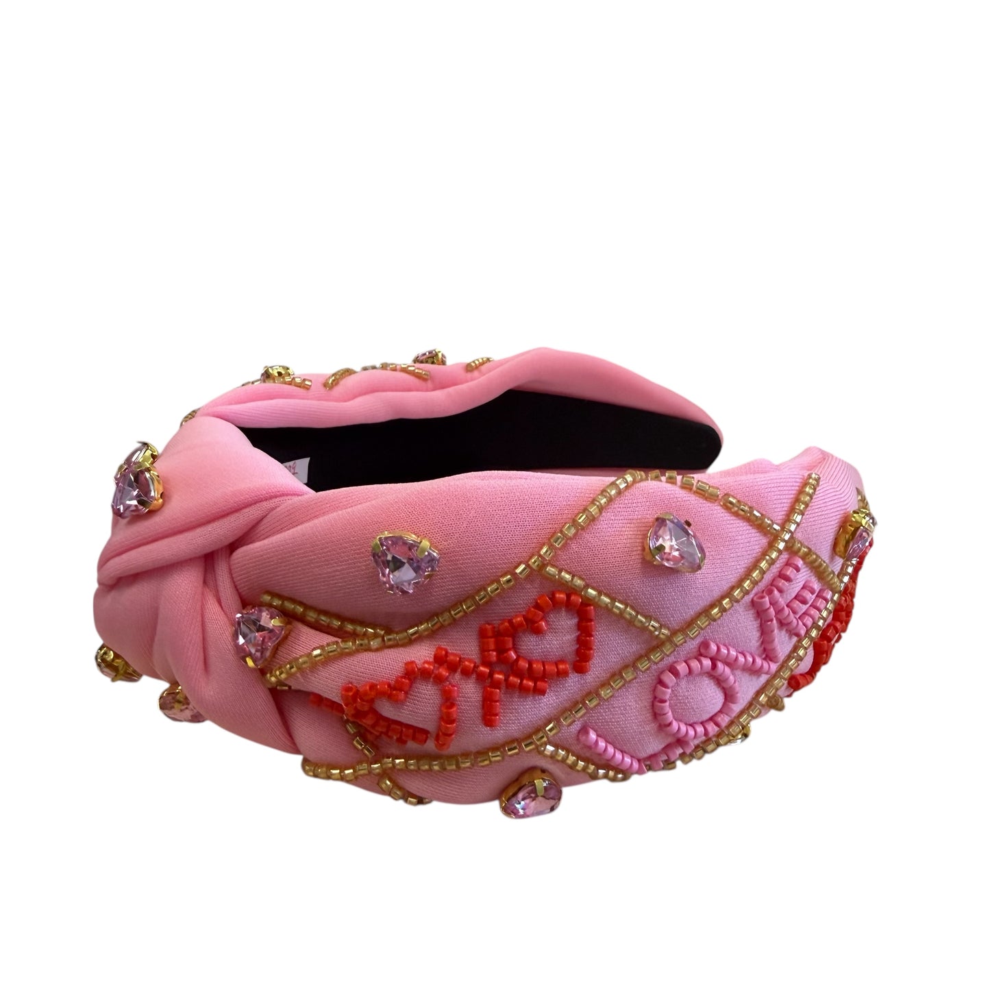 PINK BEADED VALENTINES DAY HEADBAND