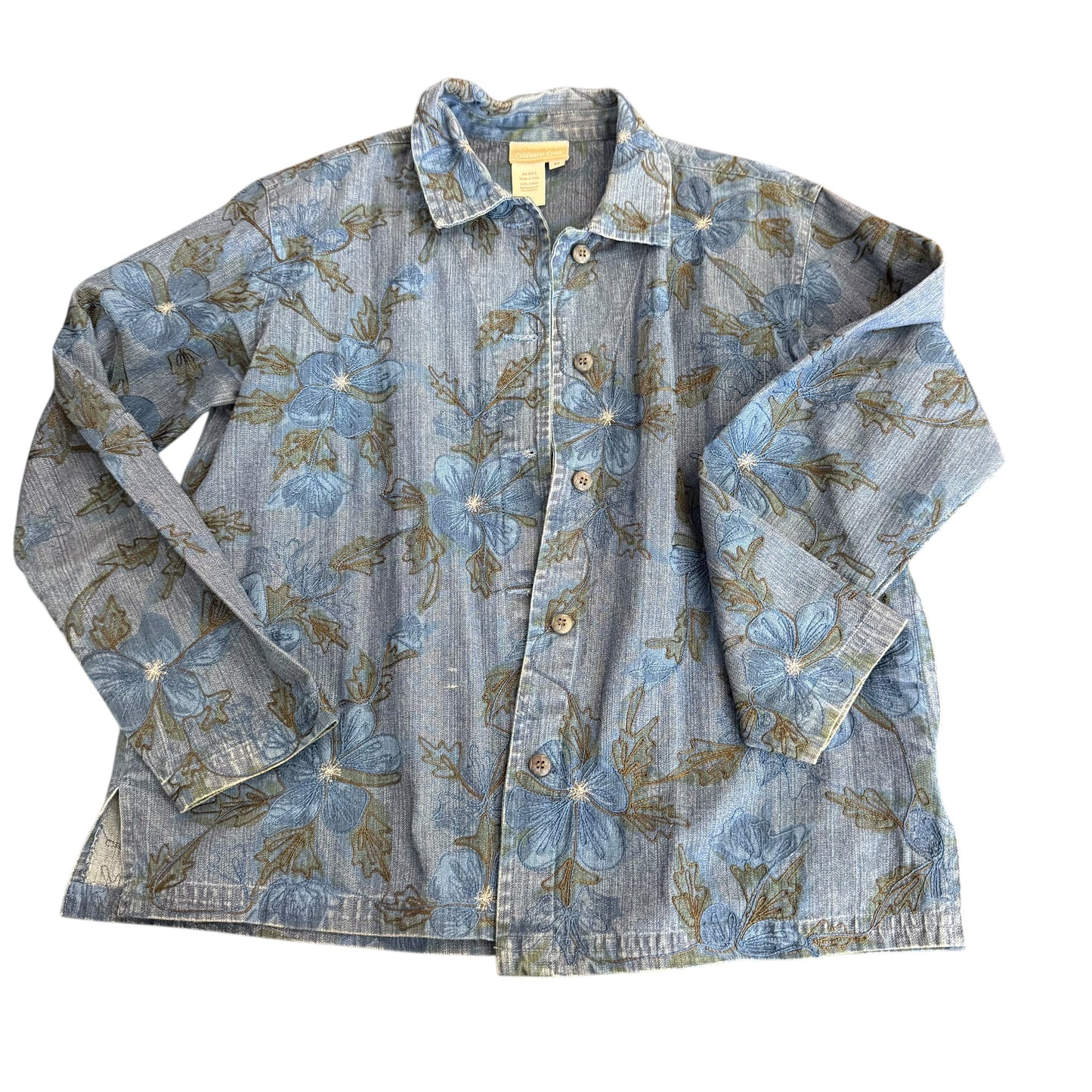 COLDWATER CREEK DENIM EMBROIDERED JACKET 100 MEDIUM