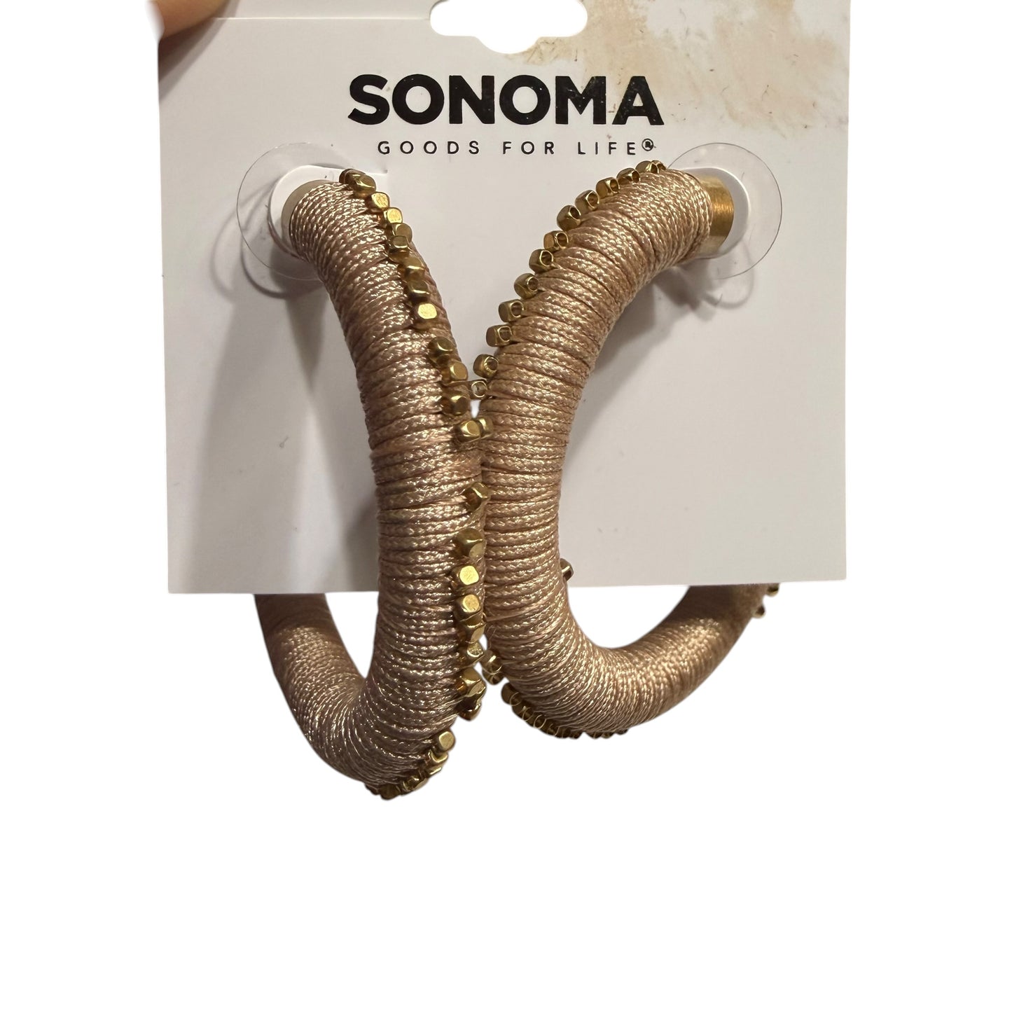 SONOMA TAUPE BEADED HOOP EARRINGS NEW 219 OS