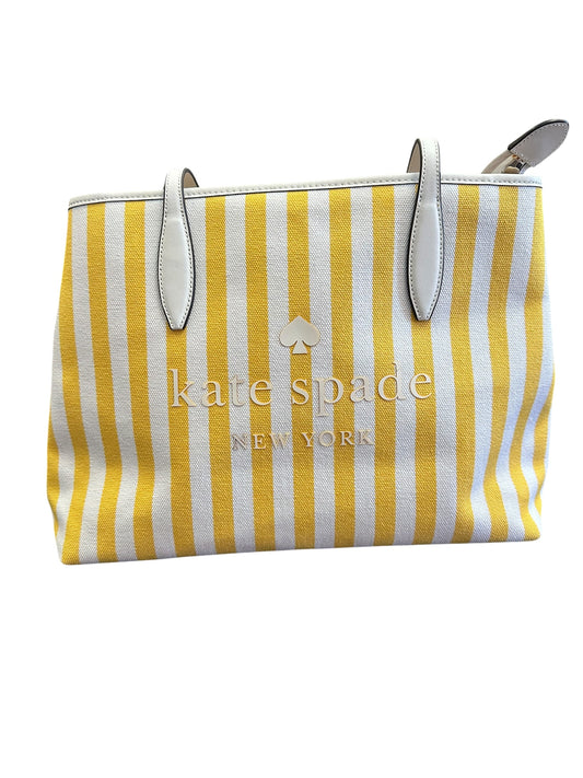 KATE SPADE YELLOW WHITE TOTE NWT 201 OS