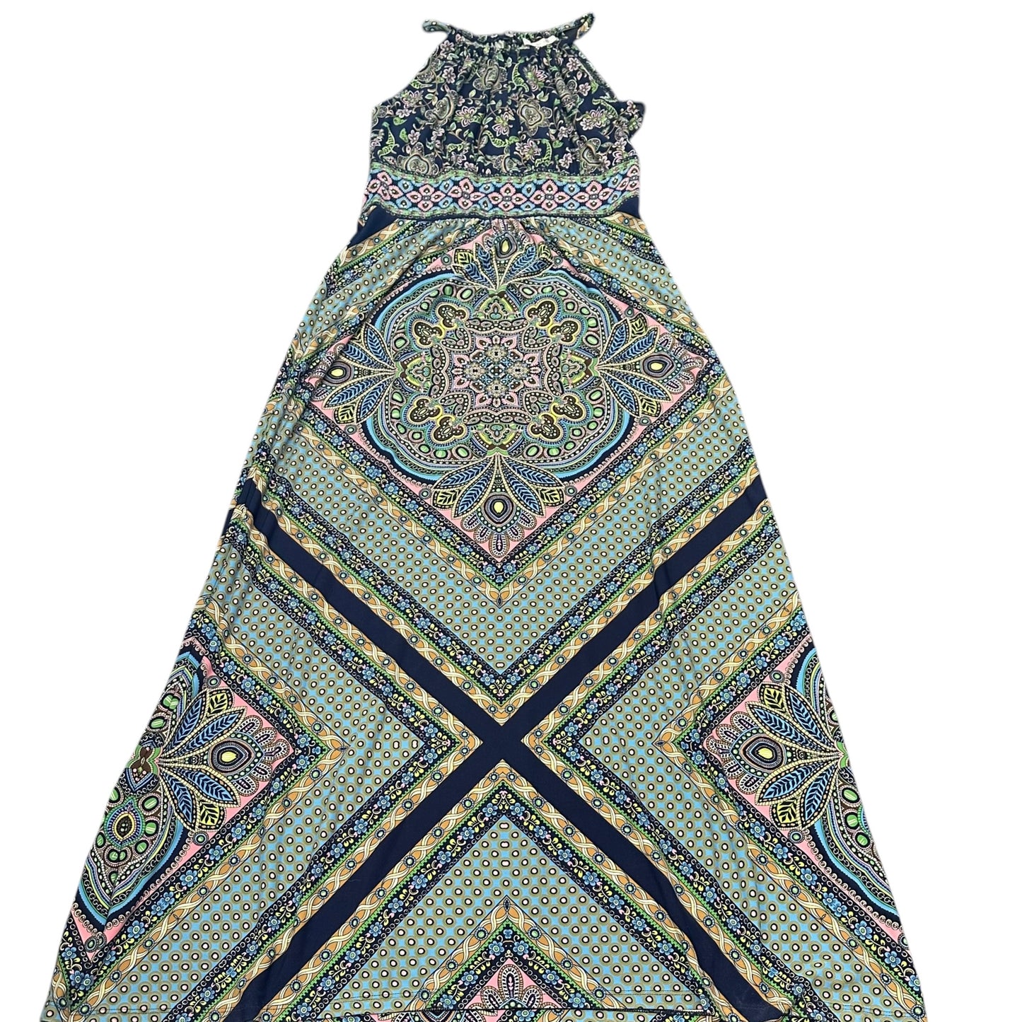 LONDON TIMES NAVY PAISLEY MAXI DRESS 126 SZ 8