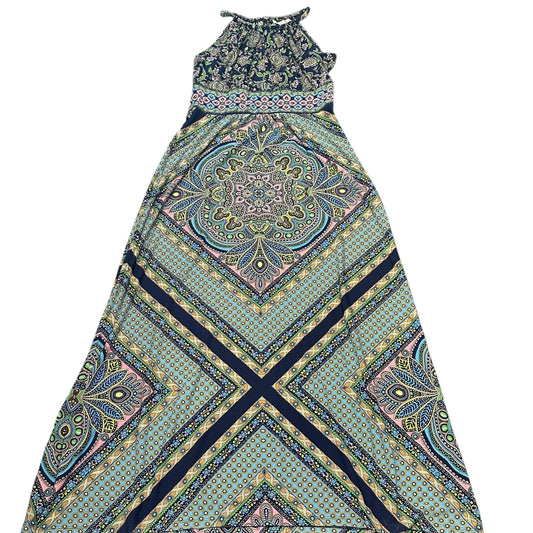 LONDON TIMES NAVY PAISLEY MAXI DRESS 126 SZ 8