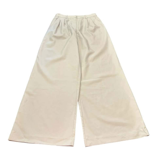 COMMESE KHAKI WIDE LEG PLEATED TROUSERS 7 NWT MEDIUM (6/8)