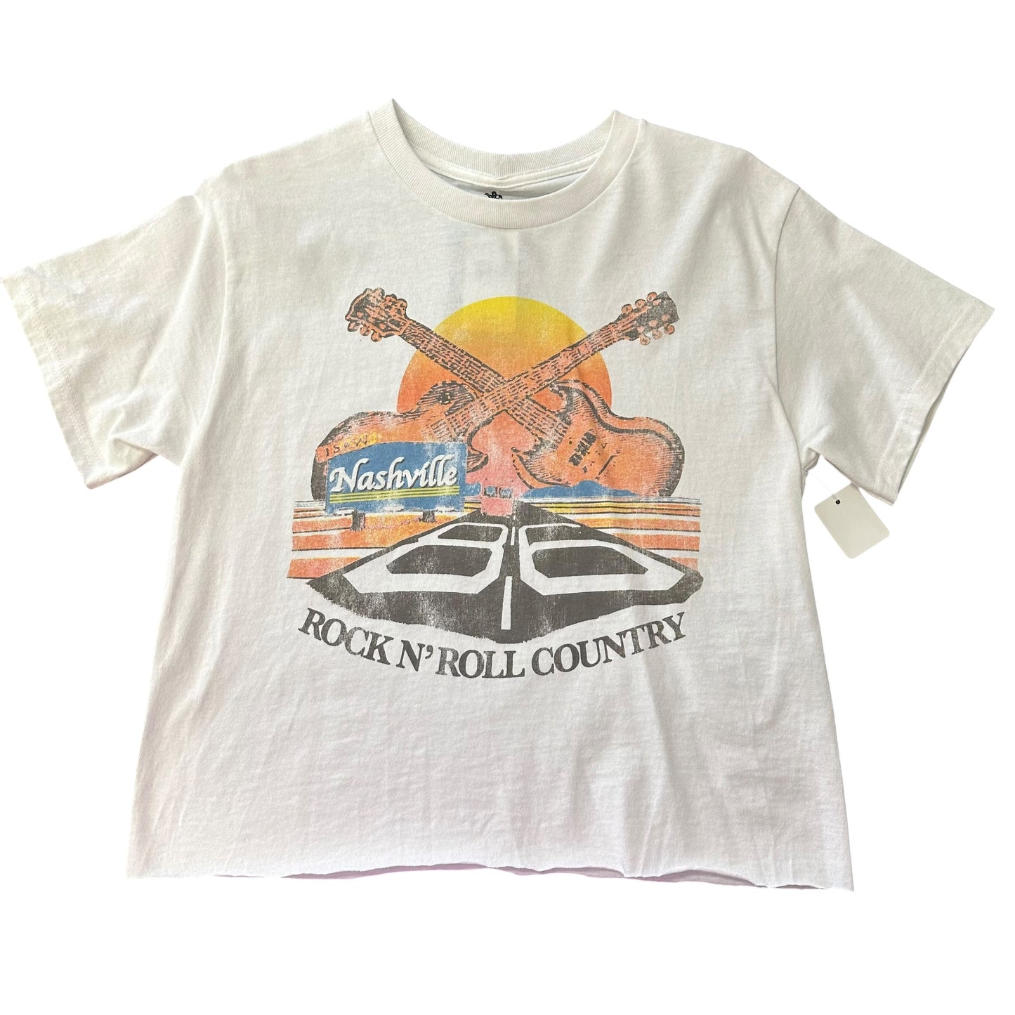 JUNKFOOD WHITE TSHIRT ROCK N ROLL COUNTRY NWT $32.99 122 XS