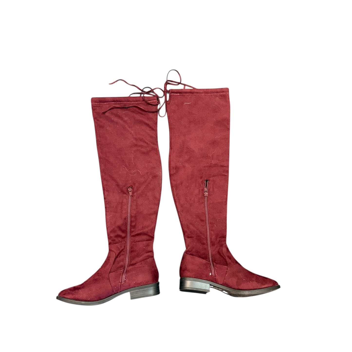 CHARLOTTE RUSSE MAROON FAUX SUEDE OVER THE KNEE BOOTS NEW 223 SZ 6