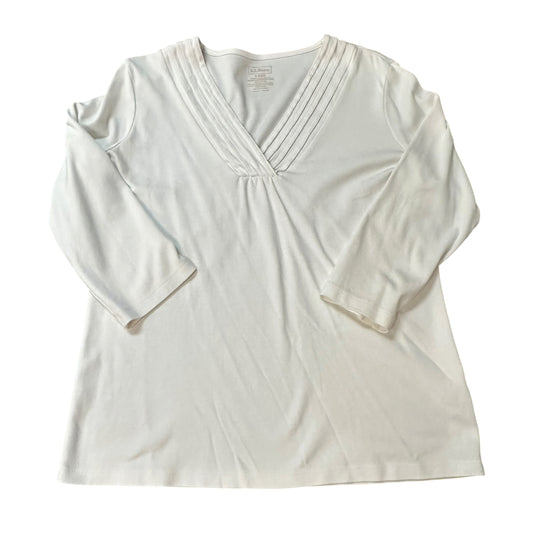 LLBEAN WHITE 3/4 SLEEVE BLOUSE PIMA COTTON 261 SMALL