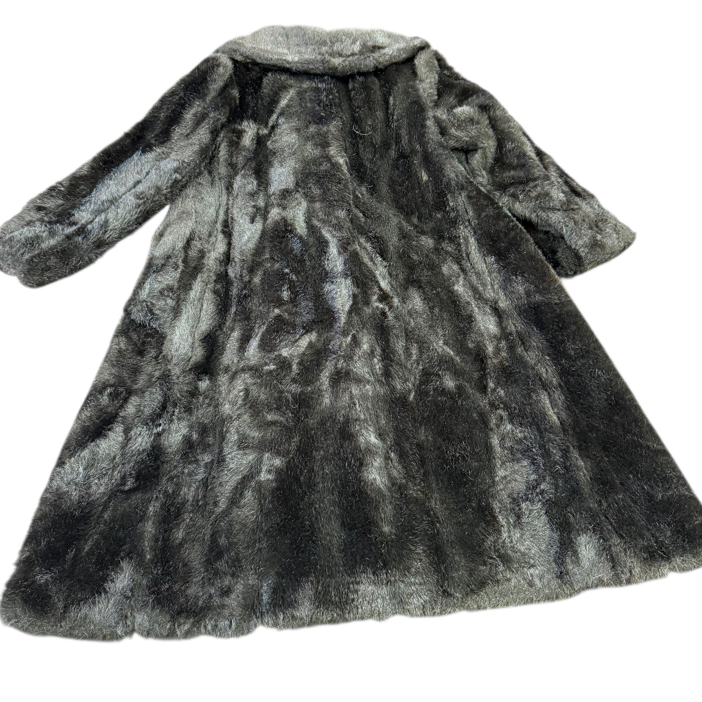 VINTAGE FAUX FUR COAT LINED BROWN DOUBLE BREASTED 100 MEDIUM