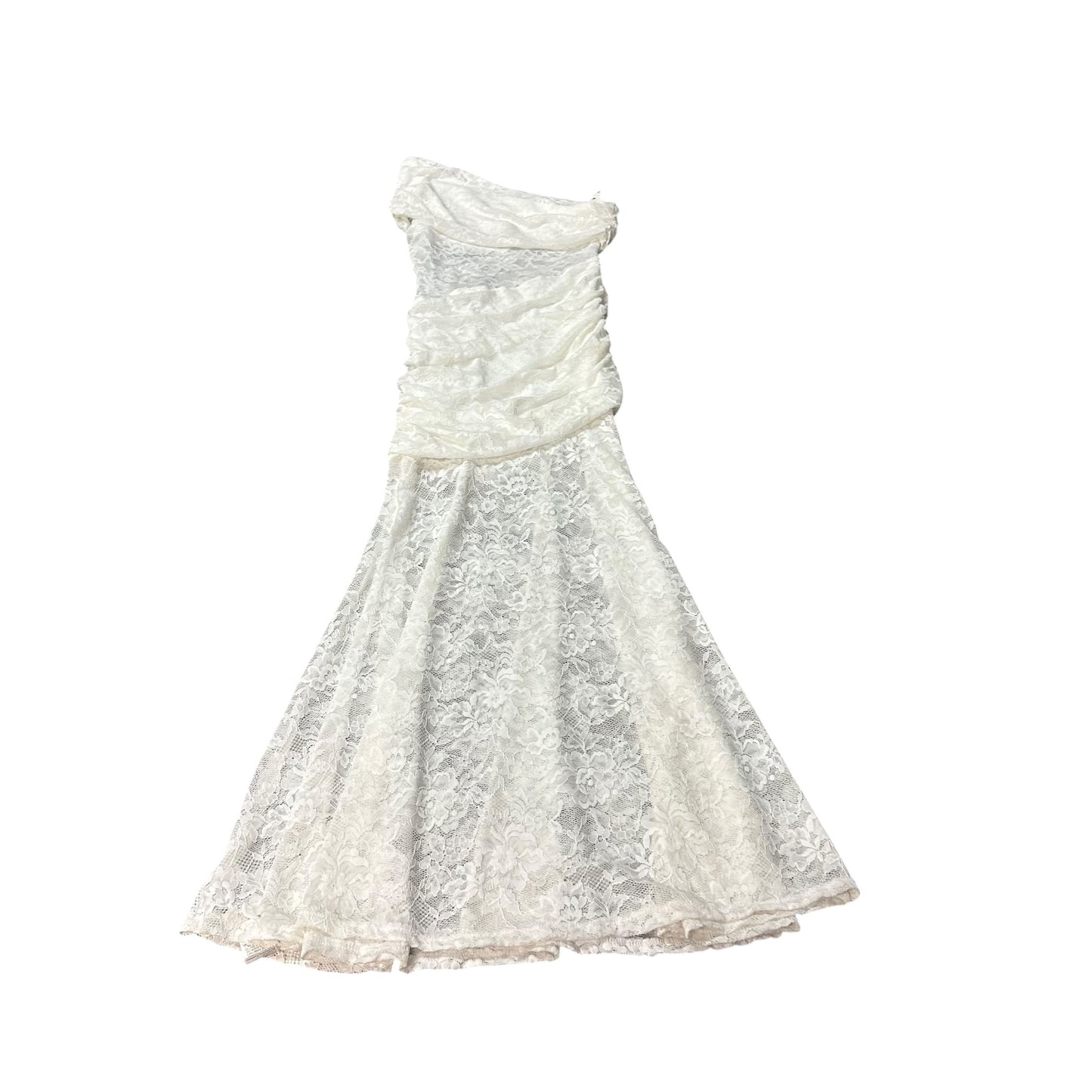 WHITE LACE ONE SHOULDER ASYMMETRICAL MAXI DRESS 52 MEDIUM