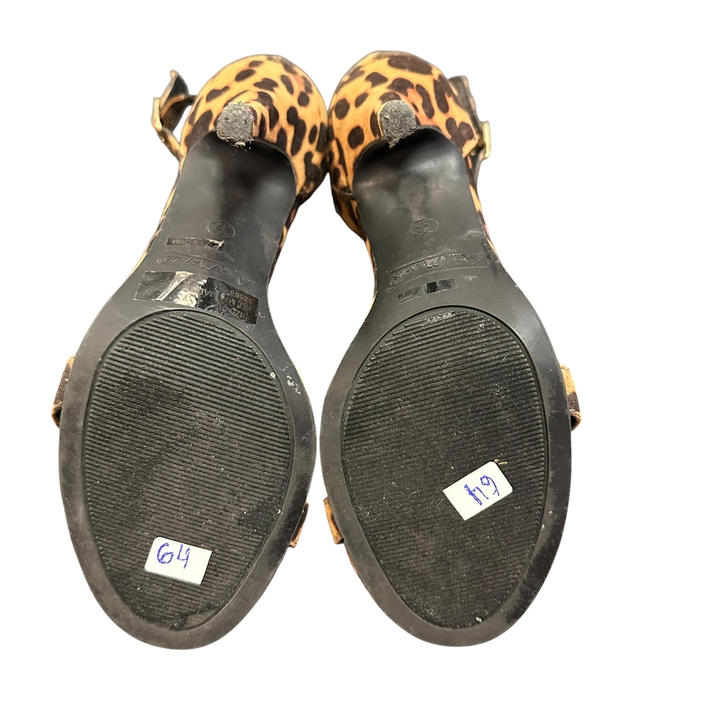 ANNE MICHELLE ANIMAL PRINT ANKLE STRAP HEELS 64 SZ 7