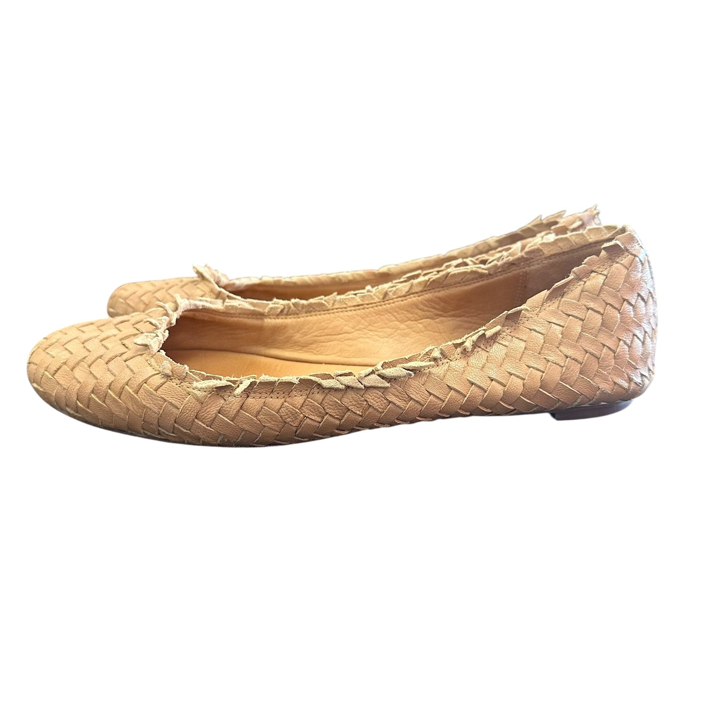 COACH TAN LEATHER BRAIDED FLATS 262 SZ 8.5