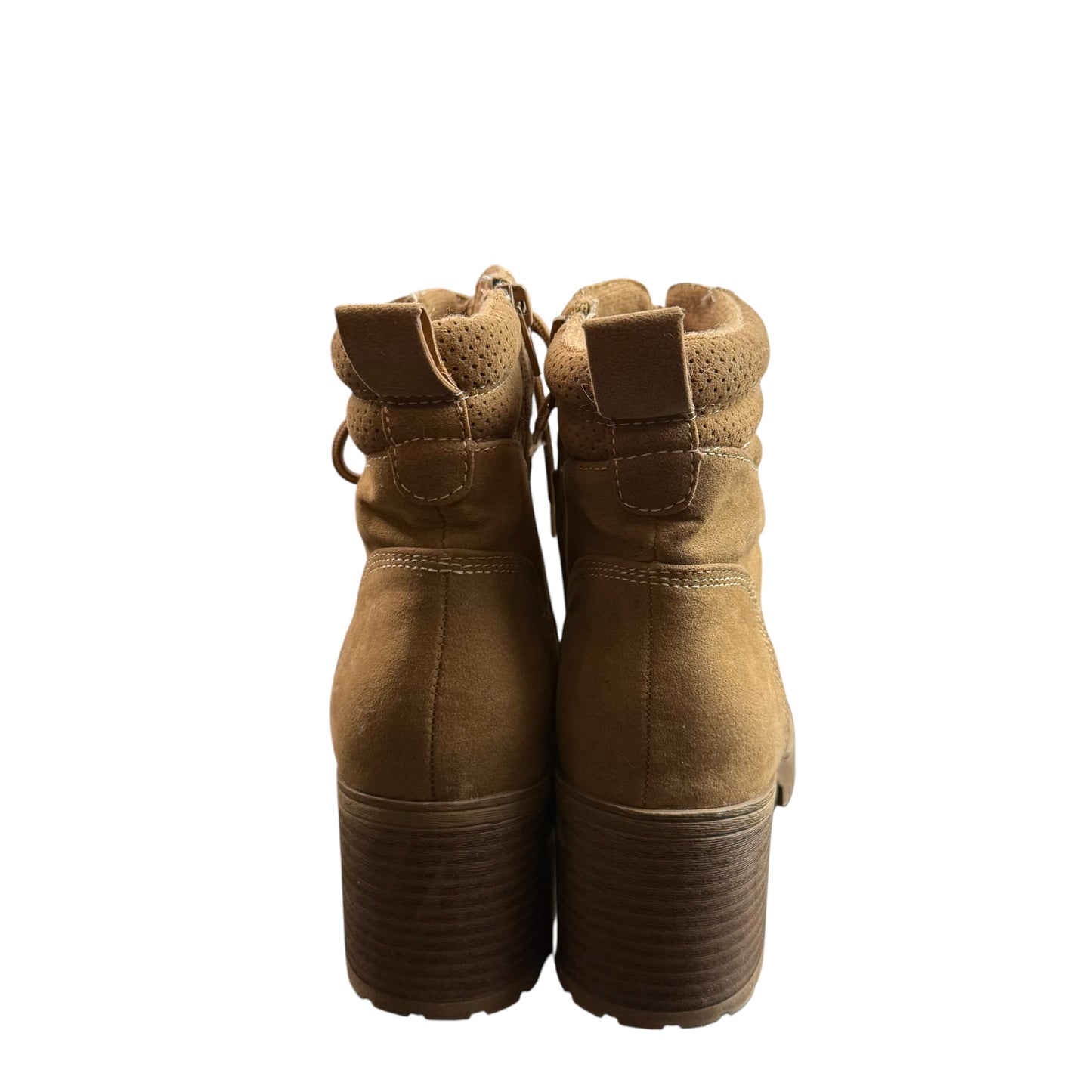 POP TAN HEELED COMBAT BOOTS HUMILITY 251 SZ 8M
