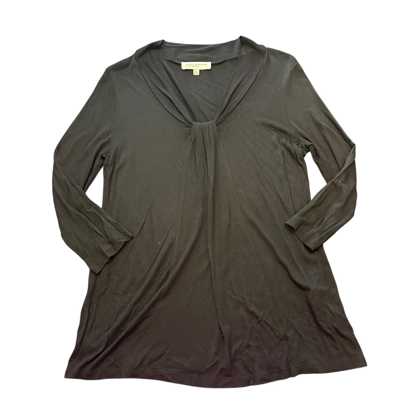 JONES NEW YORK BLACK TUNIC BLOUSE 100 SMALL PETITE