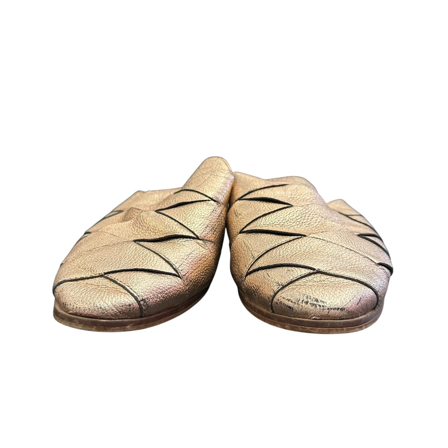 SEYCHELLES SURVIVAL WOVEN MULES METALLIC ROSE GOLD 100 SZ 8