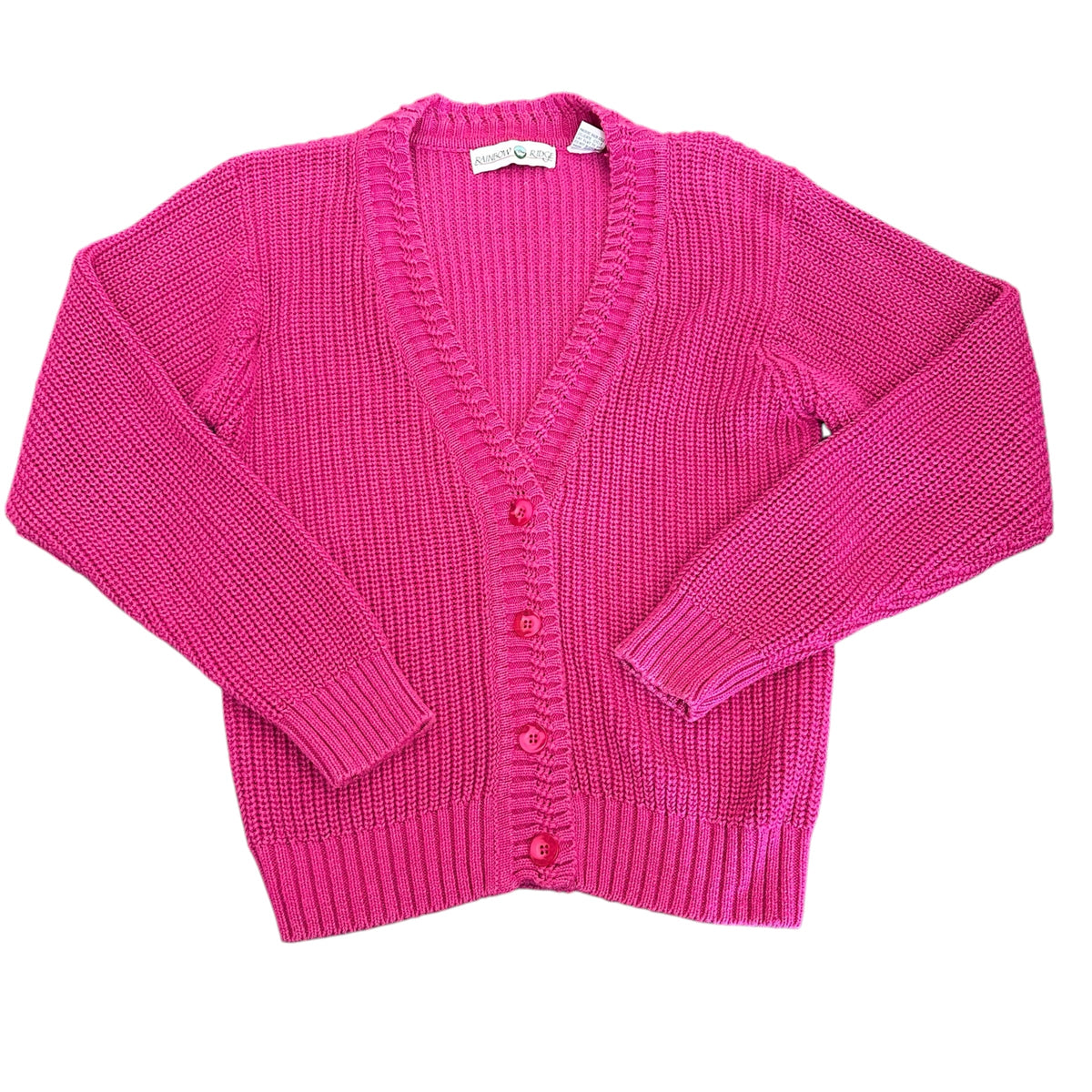 RAINBOW BRIDGE MAGENTA PINK KNIT CARDIGAN VINTAGE 289 SMALL