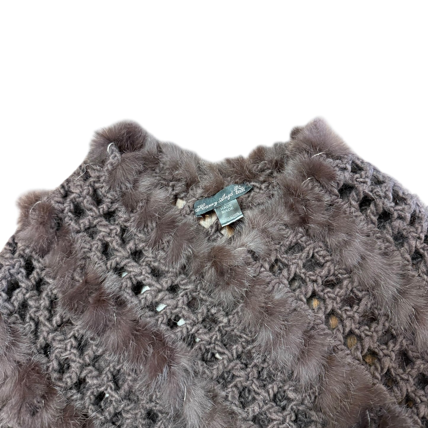 BROWN WOVEN FAUX FUR SCARF SHAWL FRINGE TRIM 100 ONE SIZE