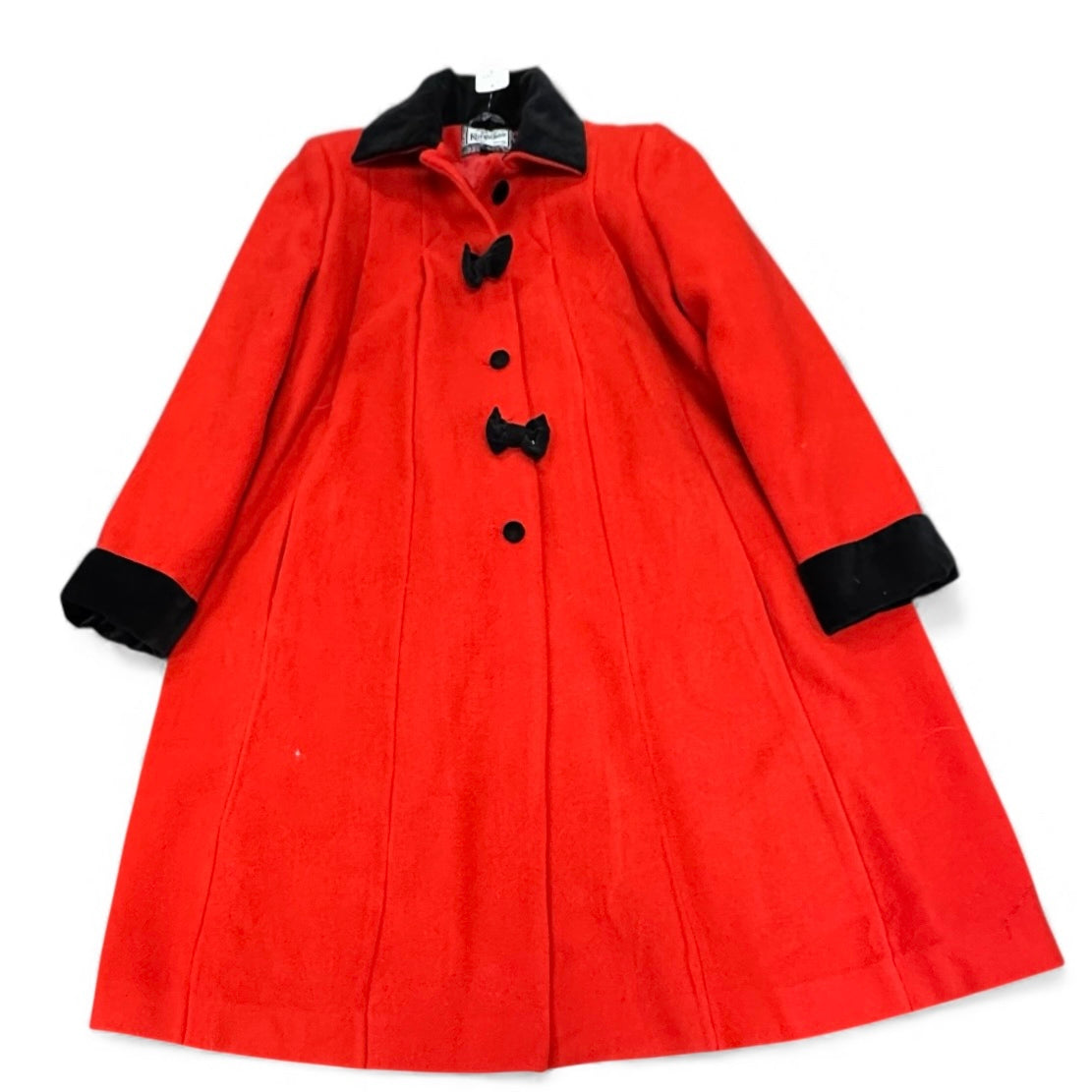 ROTHCHILD VINTAGE 100% WOOL RED COAT BOWS 100 GIRLS 12