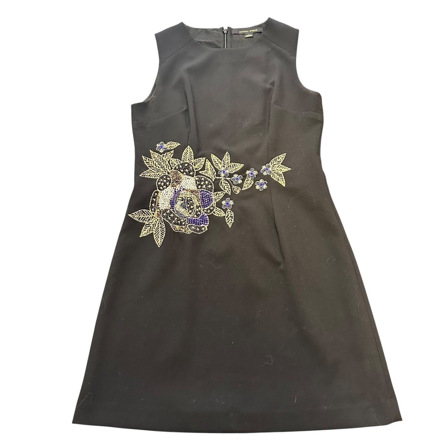 CYNTHIA STEFFE BLACK SHIFT DRESS EMBELLISHED 254 SZ 4