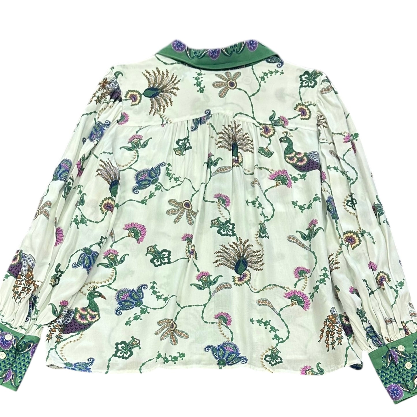 LOFT BEIGE PEACOCK BUTTON UP BLOUSE 26 MEDIUM NWT