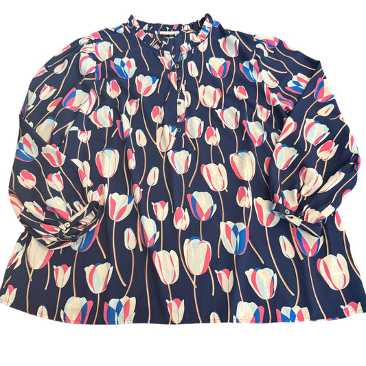 TALBOTS NAVY TULIP BLOUSE 100 3XL